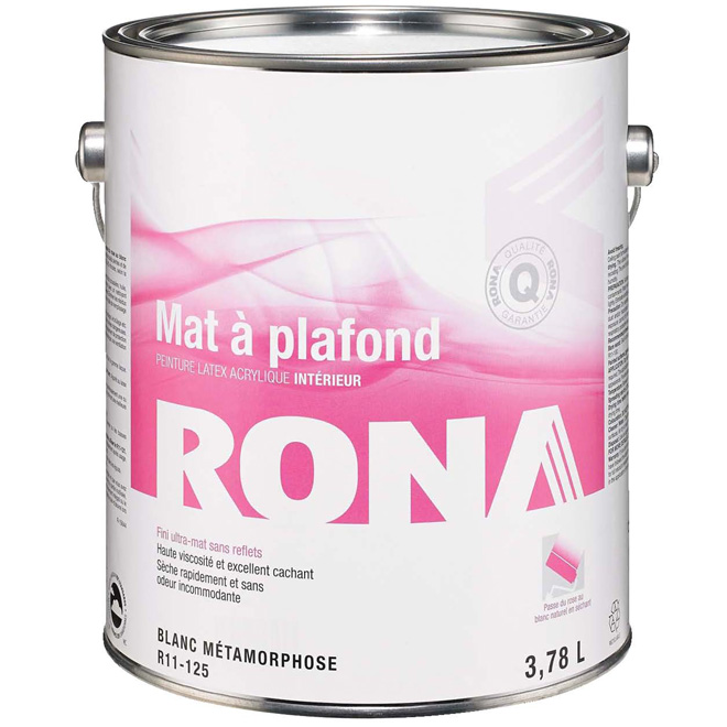 Peinture d'intérieur pour plafond RONA, latex, 3,7 l, fini mat, blanc  naturel