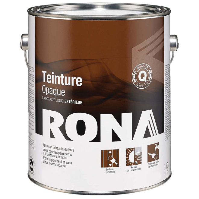 Teinture pour bois d'extérieur Rona, opaque, base blanche, à base d'eau, 3,78 L