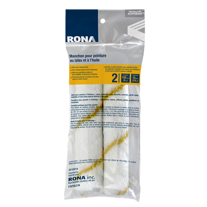 Mini manchon de rechange Rona, sans peluche, 6 po l., paquet de 2