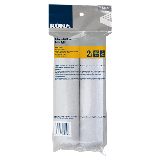 Rona | Mini Roller Refills - Foam - White - 6-In L X 3/8-In H - 2-Pack