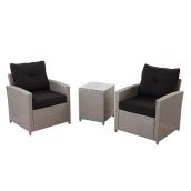 Wicker Bistro Set - Hampton - Black/Grey - 2 Places