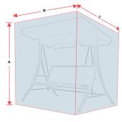 Housse pour balançoire de patio à 3 places, polyester, gris