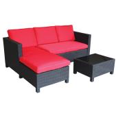 Sectional Seating Set - Shanghai - Black/Red - 3 Places