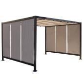 Steel Pergola with Canvas - 10' x 12' x 7' - Grey and Black