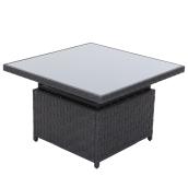Dartford Allen + Roth Adjustable Coffee Table - 40-in x 20-in - Aluminum, Wicker and Glass - Grey