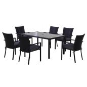 Allen + Roth Keating 7-Piece Outdoor Dining Set - Black