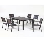 Allen + Roth Kirkwood Outdoor Dining Set - 6-Seat - Steel and Synthetic Wood - Grey