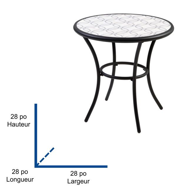 Table de bistro ronde Melrose de Style Selections en acier noir de 28 po