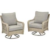 Allen + Roth Parkview Swivel Patio Chairs - Grey - Set of 2 - Steel, Wicker, Olefin