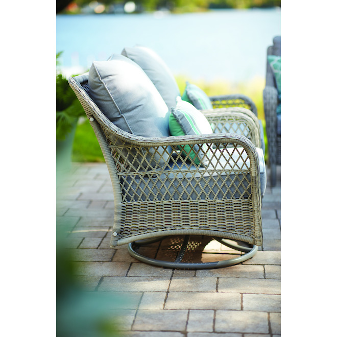 Chaises pivotantes pour patio Parkview par Allen + Roth, grises, ensemble de 2, acier, osier et oléfine