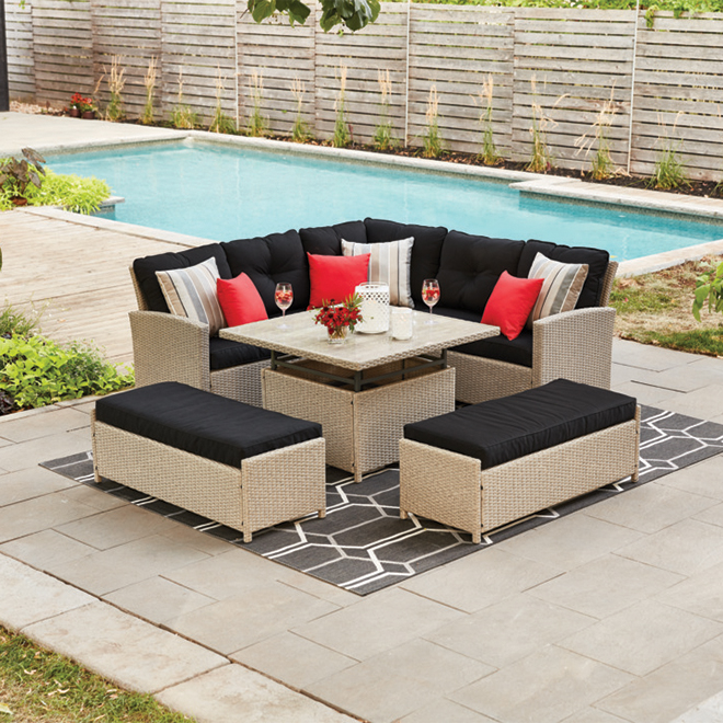Style Selections Hampton Patio Dining, Outdoor Sectional Dining Furniture