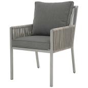 Allen + Roth Brokking Set of 2 Steel and Wicker Patio Chairs with Grey Cushions