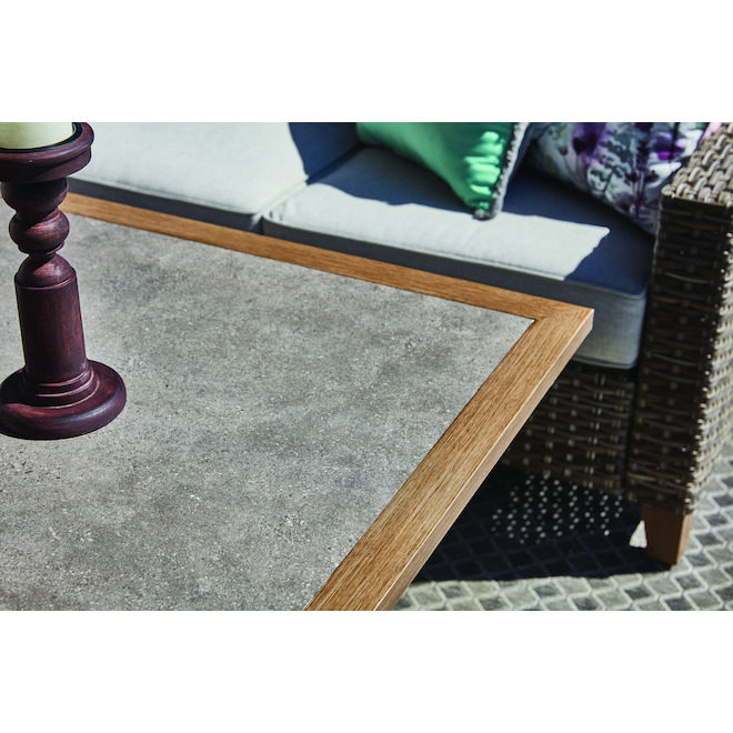 Allen + Roth Castlefield Square Outdoor Dinner Table 39.37-in W x 39.37-in L Cement Grey