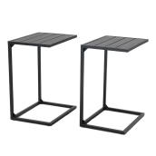 Allen + Roth 2-Piece 20.08-in x 26.38-in Outdoor Black Steel Side Tables