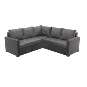 allen + roth Dartford Grey Resin Wicker Outdoor Sectional with Grey Polyester Cushions Included - 3-Piece