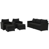 Allen + Roth Kelso 5-Piece Metal Frame Patio Conversation Set with Grey Cushions Included
