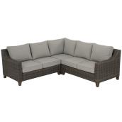 Allen + Roth Castlefield 3-Piece Metal Frame Patio Sectional Set with Grey Cushions Included