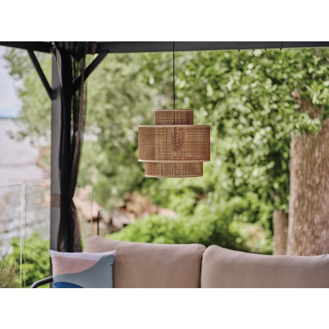 Solaryard 10-22-in Brown Metal/Plastic Cylinder Pendant Solar Light