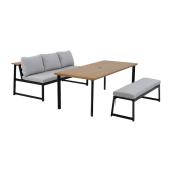 Landon & Co. Bedford Dinner Set in Black Steel with a Wooden Table - 3-Piece