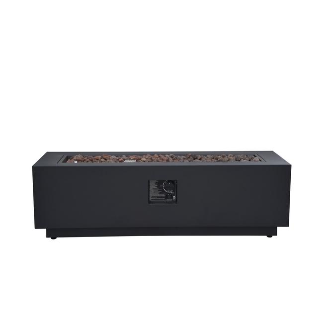 Black Rectangle Outdoor Fire Table, Black Gas Fire Pit