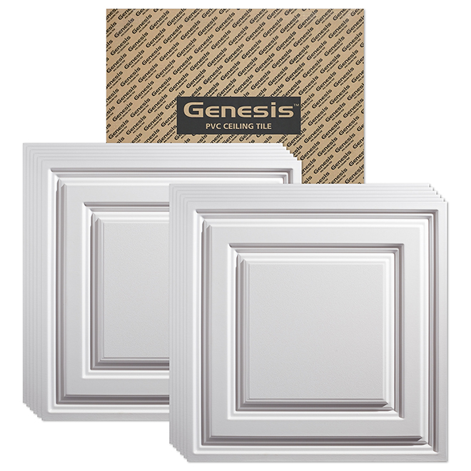 Genesis Icon Relief Ceiling Tiles - 2-in x 2-in - White