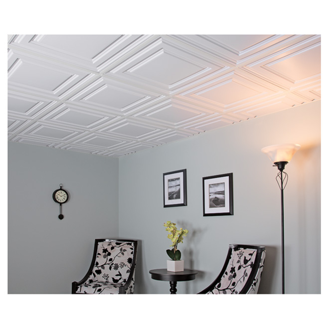 Genesis Icon Relief Ceiling Tiles - 2-in x 2-in - White