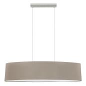 Pendant Light With Lampshade - 2 x 60 W - Nickel and Taupe