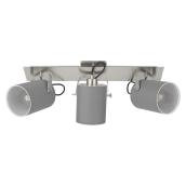 EGLO Villabate Track Light 3L Matte Nickel with Grey Fabric Shade 25.5-in