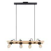 Eglo Framed Wood and Black Finish Pendant Light - 40W - 4 lights