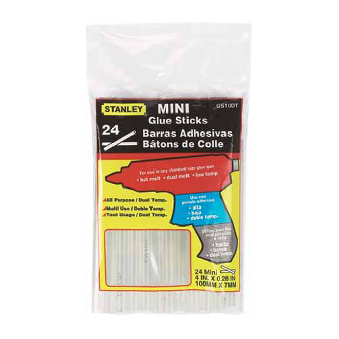 Stanley Mini Hot Melt Glue Sticks - Dual Temperature - Heat Sensitive - 4-in L x 0.28-in dia