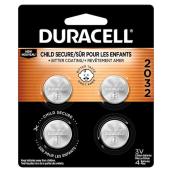 Duracell CR2032 Lithium 3V Coin Batteries - 4/PK