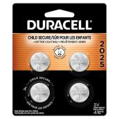 Duracell CR2025 Lithium 3V Coin Batteries - 4/PK