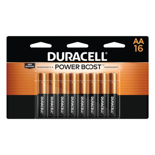 Piles alcalines AA Coppertop Power Boost Duracell 16/pqt