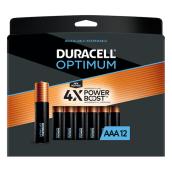 Piles alcalines Duracell AAA Optimum 1,5V paquet de 12 cuivre