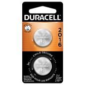 Pile Duracell 2016 au lithium de 3 V, CR2016, 2/pqt