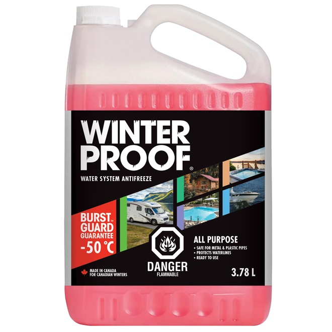 Recochem Winterproof Plumbing Antifreeze - Pink - -50°C Burst Protection - 3.78 L
