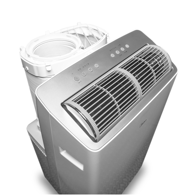 Climatiseur portatif à double onduleur Midea, 14 000 BTU (SACC 12 000 BTU), 550 pi², gris et blanc