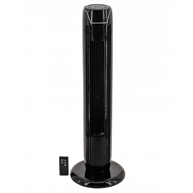 Utilitech 36-In 3-Speed Black Oscillating Tower Fan with LED Indicators and Remote Control