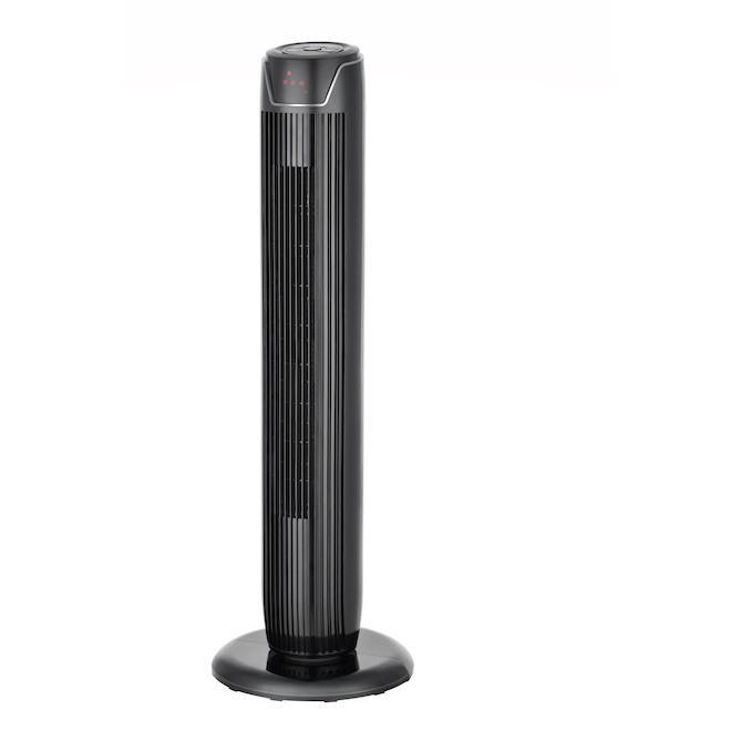 Ventilateur vertical noir oscillant Utilitech 36 po 3 vitesses à indicateurs DEL et télécommande