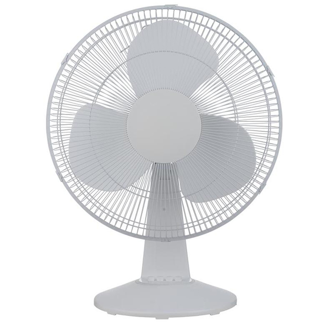 Utilitytech 12-in 3-Speed White Desk Oscillating and Tilting Fan