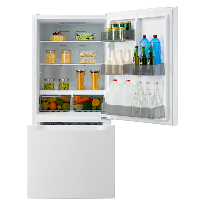 Midea 30-in Bottom Freezer Refrigerator - 18.7-cu. ft. - White - LED Lighting