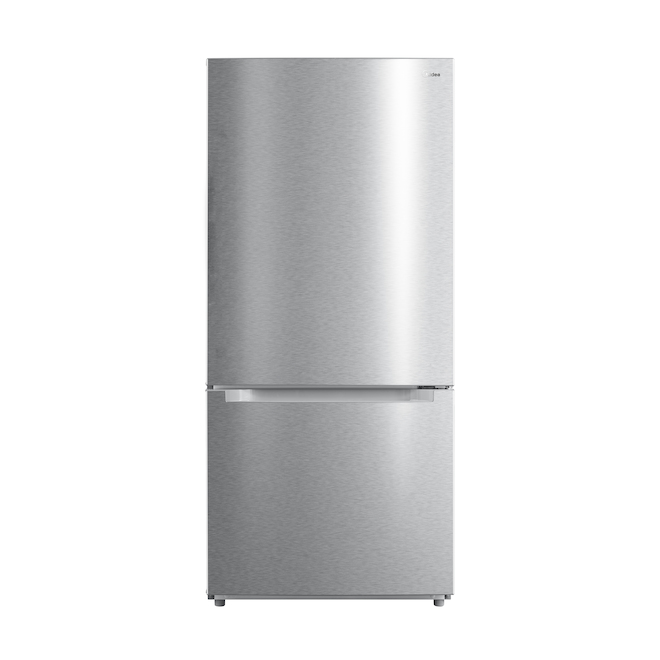 Réfrigérateur à congélateur inférieur de 30 po par Midea, 18,7 pi³, acier inoxydable, éclairage DEL
