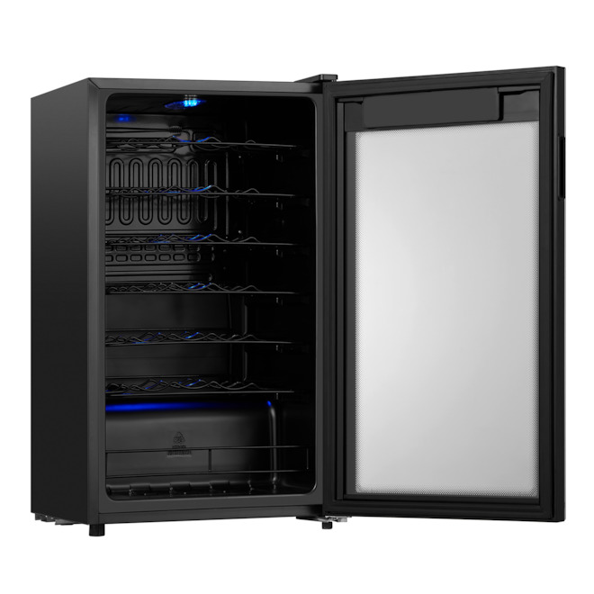 Midea 34-Bottle Wine Cooler with LED 3.4-cu.ft. Black