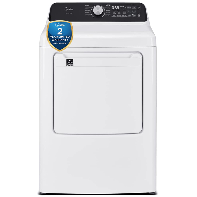 Midea 7-ft³ Vented Electric Dryer with Sensor Dry - White