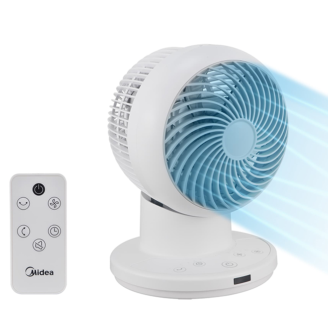 Midea Oscillating Desk Fan 6-in with 3 Speeds - White