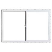 Fenêtre coulissante Gentek, acier et PVC, blanche, cadre en vinyle de 3 3/8 po d'épais