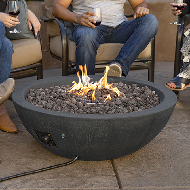 Details about   Table Top Fire Pit Round Bowl Propane Gas Burner Gray Fireplace Garden Outdoor 