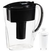 Water Pitcher with Filter - 6 Cups - Black/Clear