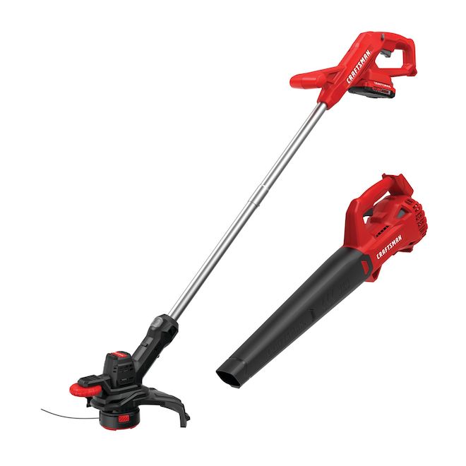 CRAFTSMAN Weedwacker V20 2 Ah 20 volt Cordless String Trimmer and Leaf Blower Combo Battery and Charger Included CMCK279D1 CA RONA