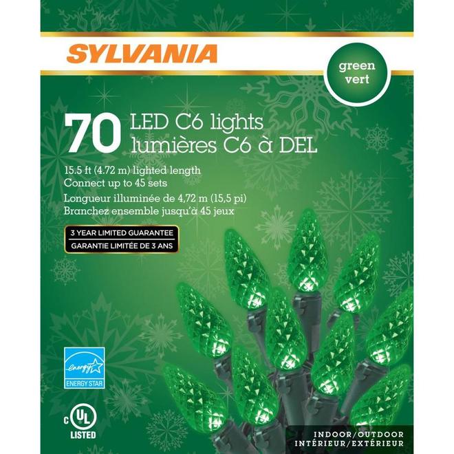 Set of 70 Lights - Interior/Exterior - LED C6 - Green
